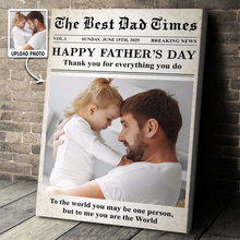 Custom Photo The Best Father Times - Personalized Customized Canvas - Father's Day Gift Ideas For Family Members, Father, Dad, Grandpa