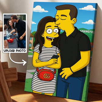 Simpsonize Your Photo - Turn Your Photo to Simpsons Canvas - Gift For Family, BFF, Couple, Besties