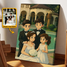 Animated Family Photo Vertical Ghibli Style - Turn Your Photo To Ghibli Character - Gift For Family Members, Siblings