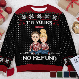 I'm Yours - Customized Personalized Ugly Sweater - Christmas Gift For Couple Husband Wife