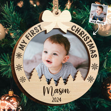 My First Christmas - Personalized 2-Layered Wooden Ornament - Christmas Gifts For Family, Baby Kid