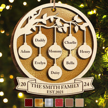 Family Christmas Ornament - Personalized 2-Layered Wooden Ornament - Engraved Gifts For Family