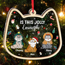 Funny Christmas Cats Is This Jolly Enough - Personalized 2-Layered Mix Ornament - Gifts For Cats, Cat Lovers