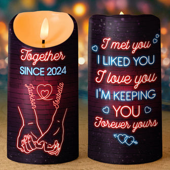 I Met You I Liked You - Customized Personalized Candle LED Light - Gift For Couple Husband Wife