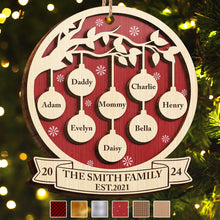 Family Christmas Ornament - Personalized 2-Layered Wooden Ornament - Engraved Gifts For Family