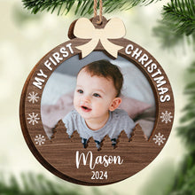 My First Christmas - Personalized 2-Layered Wooden Ornament - Christmas Gifts For Family, Baby Kid