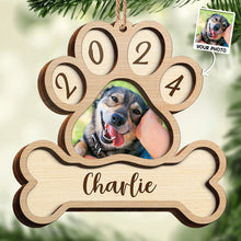 Custom Photo Dog Footprint - Personalized 2-Layered Wooden Ornament - Christmas Gifts For Dog Lover