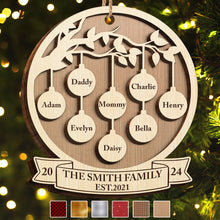 Family Christmas Ornament - Personalized 2-Layered Wooden Ornament - Engraved Gifts For Family