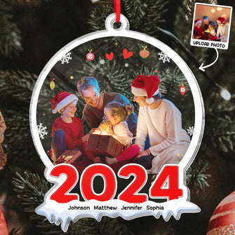 Custom Photo 2024 Christmas - Customized Personalized Acrylic Ornament - Gift For Family Couple Friend