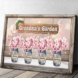 Grandma's Garden Of Cherry Blossom Pot - Personalized Customized Canvas - Mother's Day Gifts For Mom, Wife, Her