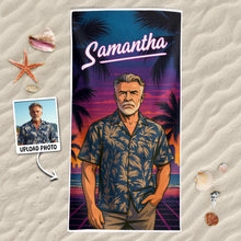 Custom Photo Sunset Pop - Personalized Customized Beach Towel - Gift For Family Members, Best Friends