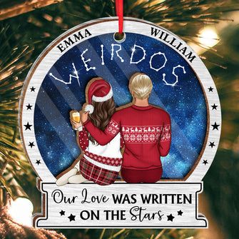 Our Love Was Written On The Stars - Customized Personalized Acrylic Wooden Ornament - Gift For Couple Husband Wife