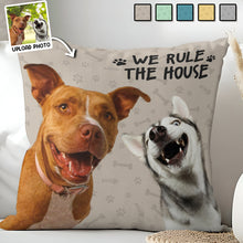 Custom Photo Dog Rule The House - Customized Personalized Pillow - Pet Gift For Pet Dog Cat Lover