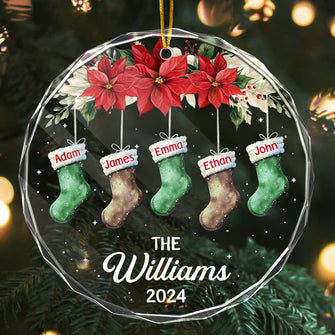 Christmas Stocking Family - Customized Personalized Glass Ornament - Christmas Gift For Family