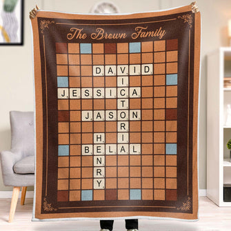 Scrabble Family Crossword - Personalized Customized Blanket - Gift For Family Members