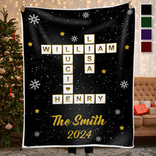 Custom Family Name Crossword Blanket - Personalized Photo Blanket - Christmas Gifts For Family