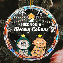 We Hiss You A Meowy Catmas - Customized Personalized Glass Ornament - Christmas Gift For Cat Pet Lover