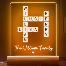 Crossword With Family - Personalized Customized 3D LED Light - Gift For Family Members