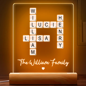 Crossword With Family - Personalized Customized 3D LED Light - Gift For Family Members