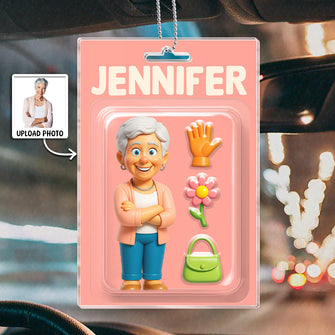 Custom Photo Personalized Mini Figure Packaging Toy Box Style - Personalized Customized Acrylic Car Ornament - Mother's Day Gift For Mom, Family Members and Friends