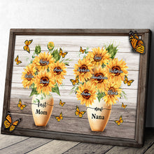 First Mom Now Grandma Sunflower Pot - Personalized Customized Canvas - Mother's Day Gifts For Mom, Wife, Her