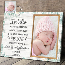 Custom Photo May God Bless You - Customized Personalized Canvas - Gift For Dad Mom Family Gift New Born Baby Gift