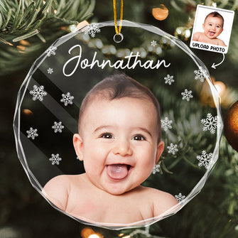 Christmas Photo - Personalized Babys Glass Ornament - Gift For Babys