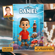 Custom Photo Child Character Toy Figure Packaging Toy Box Style - Personalized Customized Acrylic Car Ornament - Gift For Kids, Family Members and Friends
