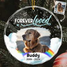 Custom Photo Forever Loved Pet Memorial - Personalized Glass Ornament - Gift For Memorial