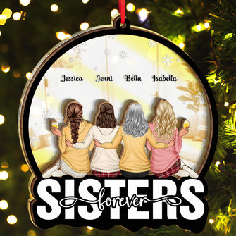 Girls Forever - Personalized Customized Mirror Wooden Ornament - Gift For Besties, Sistas, Sisters