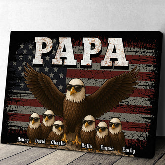 The Eagle Gang American Horizontal - Customized Personalized Canvas - Father's Day Gift For Dad, Grandpa, Husband, Him