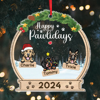 Happy Holidays - Dog & Cat Personalized Customized Ornament - Christmas Gift For Pet Owners, Pet Lovers