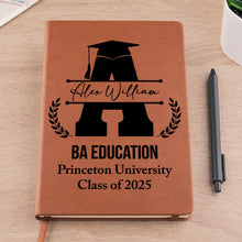 Monogram Graduation Theme - Personalized Customized Leather Journal - Graduation Gift, Gift For Friends