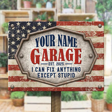 Garage I Can Fix Everything American Theme - Personalized Custom Metal Sign -  Gift For Dad, Husband, Him