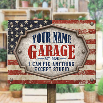 Garage I Can Fix Everything American Theme - Personalized Custom Metal Sign -  Gift For Dad, Husband, Him