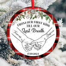 From Our First Kiss - Customized Personalized Ceramic Ornament - Christmas Gift For Couple Husband Wife