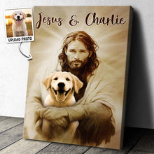 Custom Pet Photo In The Arms Of Jesus - Personalized Customized Canvas - Memorial Gift For Pet Lovers