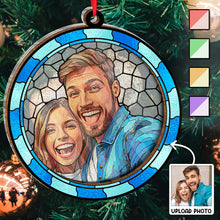 Custom Photo Circle Ornament - Stained Glass Personalized 2-Layered Mix Ornament - Gift For Couple, Husband, Wife, Anniversary, Pet Lovers