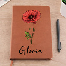 Birth Month Flowers Bloom Where You're Planted - Personalized Customized Leather Journal - Gift For Family Members, Book Lovers