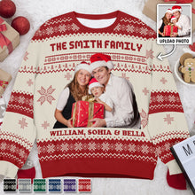 Custom Photo Happy Christmas - Customized Personalized Ugly Sweater - Gift For Family Couple Friend