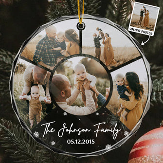 Custom Photo Family Gift - Customized Personalized Glass Ornament - Christmas Gift For Family Friend Couple