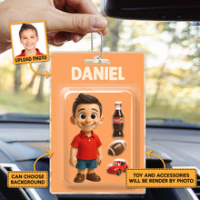 Custom Photo Child Character Toy Figure Packaging Toy Box Style - Personalized Customized Acrylic Car Ornament - Gift For Kids, Family Members and Friends