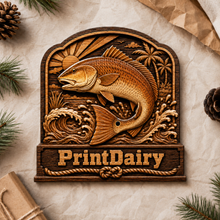 PrintDairy Arched Wooden Plaque, Fishing Art 3-Tier Sign, Rustic Home & Cabin Decor Gift, 4/6/8 Inch Options