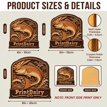 PrintDairy Arched Wooden Plaque, Fishing Art 3-Tier Sign, Rustic Home & Cabin Decor Gift, 4/6/8 Inch Options