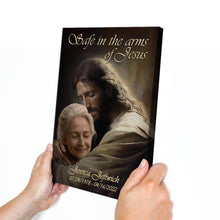 Custom Photo Safe In The Arms Of Jesus - Personalized Customized Canvas - Memorial Gift For Family Members