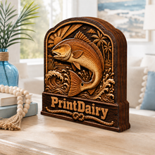 PrintDairy Arched Wooden Plaque, Fishing Art 3-Tier Sign, Rustic Home & Cabin Decor Gift, 4/6/8 Inch Options