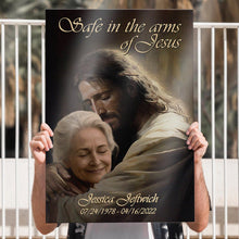 Custom Photo Safe In The Arms Of Jesus - Personalized Customized Canvas - Memorial Gift For Family Members