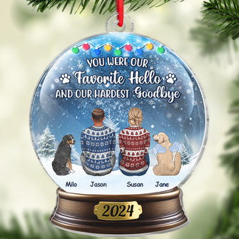 We Miss You - Customized Personalized Snow Ball Acrylic Ornament - Memorial Gift For Pet Loss Owners, Dog Mom, Dog Dad, Dog Lover