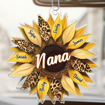 Sunflower Custom Family Name - Customized Personalized Acrylics Car Ornament - Gift For Family Members, For Kids