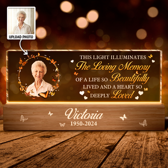 This Light Illuminates The Loving Memory - Personalized Acrylic LED Night Light - Sympathy Gift For Family Members